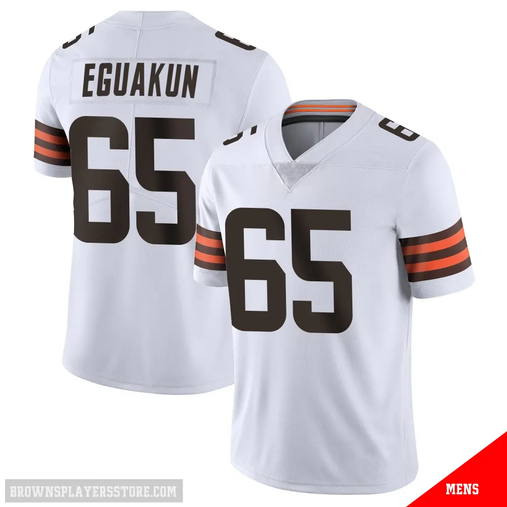 ＃65 Men's Kingsley Eguakun White Limited Cleveland Browns Vapor Untouchable Jersey