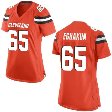 ＃65 Women's Kingsley Eguakun Orange Game Cleveland Browns Alternate Jersey