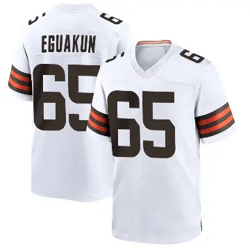 ＃65 Youth Kingsley Eguakun White Game Cleveland Browns Jersey