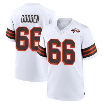 ＃66 Men's Bernard Gooden White Game Cleveland Browns 1946 Collection Alternate Jersey