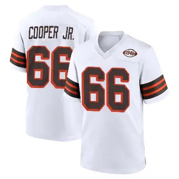 ＃66 Men's Keith Cooper Jr. White Game Cleveland Browns 1946 Collection Alternate Jersey