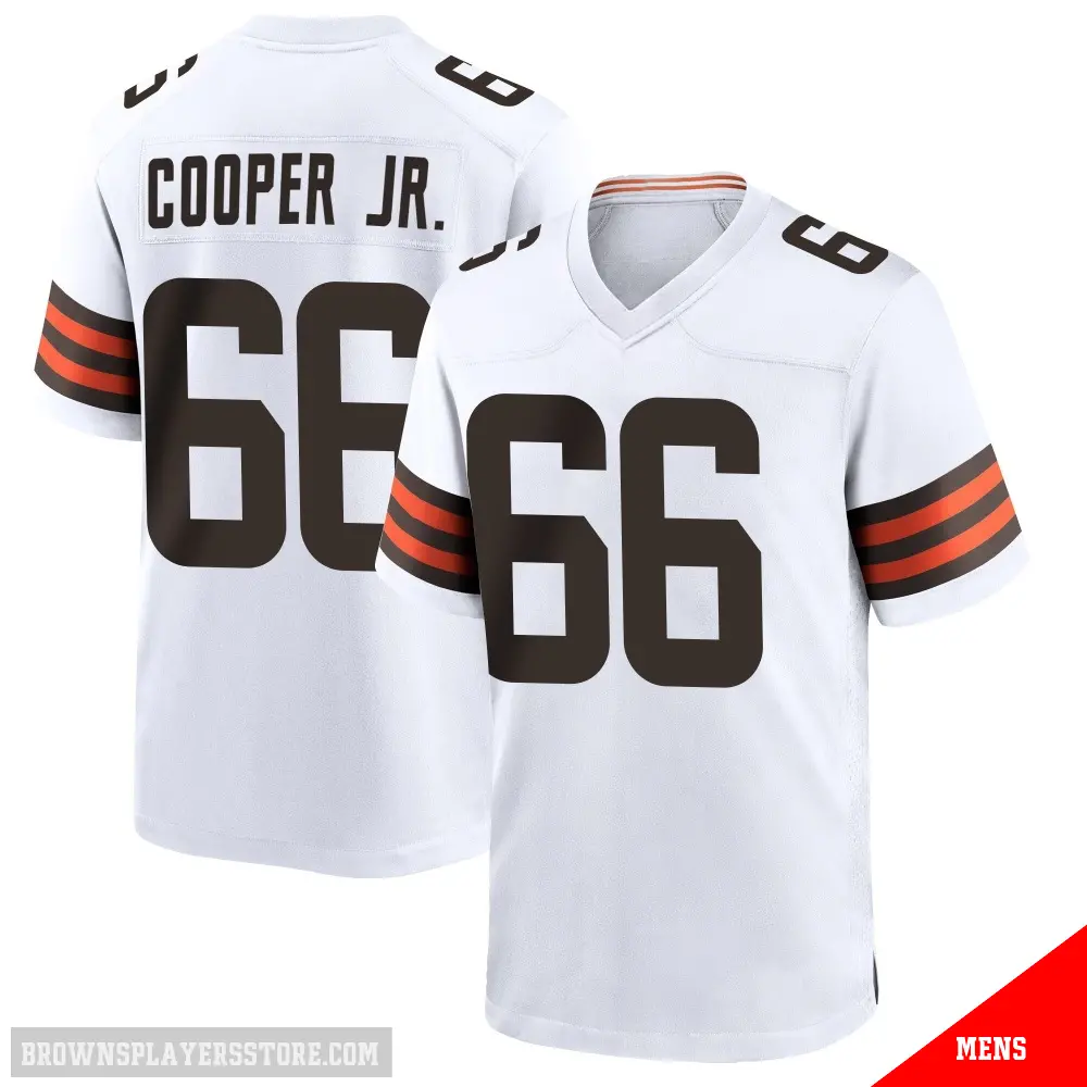 ＃66 Men's Keith Cooper Jr. White Game Cleveland Browns Jersey
