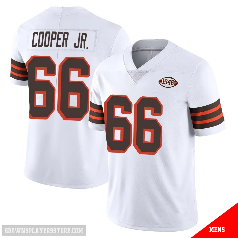 ＃66 Men's Keith Cooper Jr. White Limited Cleveland Browns Vapor 1946 Collection Alternate Jersey