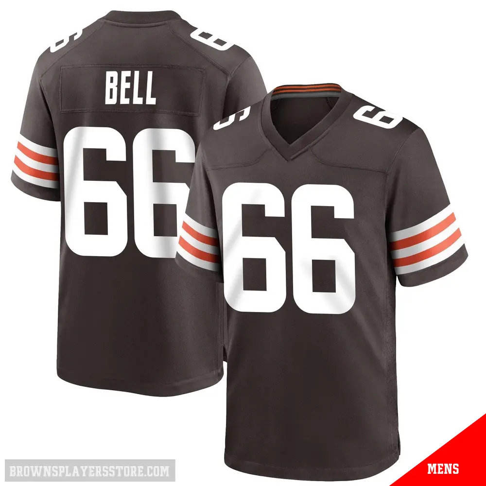 ＃66 Men's Travis Bell Brown Game Cleveland Browns Team Color Jersey