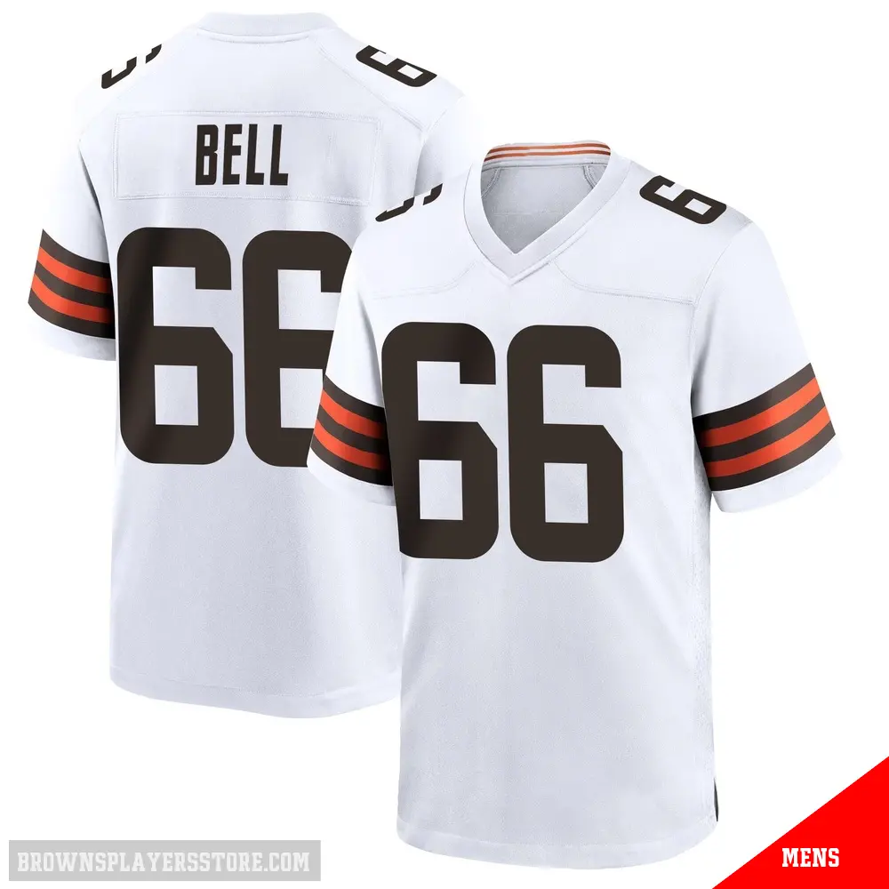 ＃66 Men's Travis Bell White Game Cleveland Browns Jersey