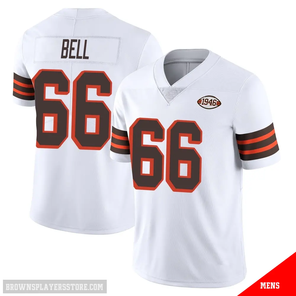 ＃66 Men's Travis Bell White Limited Cleveland Browns Vapor 1946 Collection Alternate Jersey
