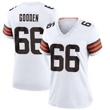 ＃66 Women's Bernard Gooden White Game Cleveland Browns Jersey