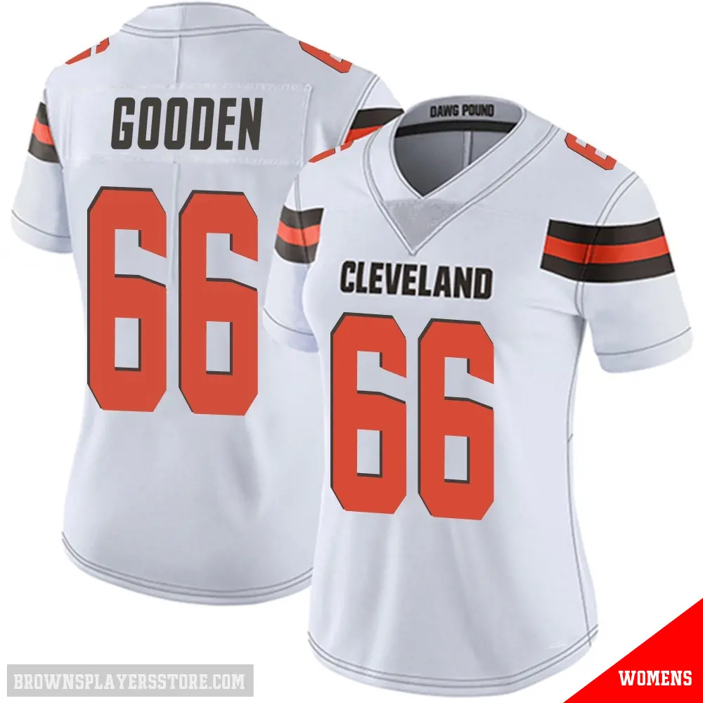 ＃66 Women's Bernard Gooden White Limited Cleveland Browns Vapor Untouchable Jersey