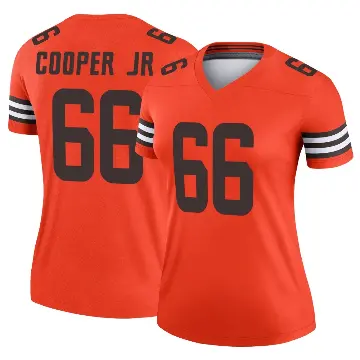 ＃66 Women's Keith Cooper Jr. Orange Legend Cleveland Browns Inverted Jersey