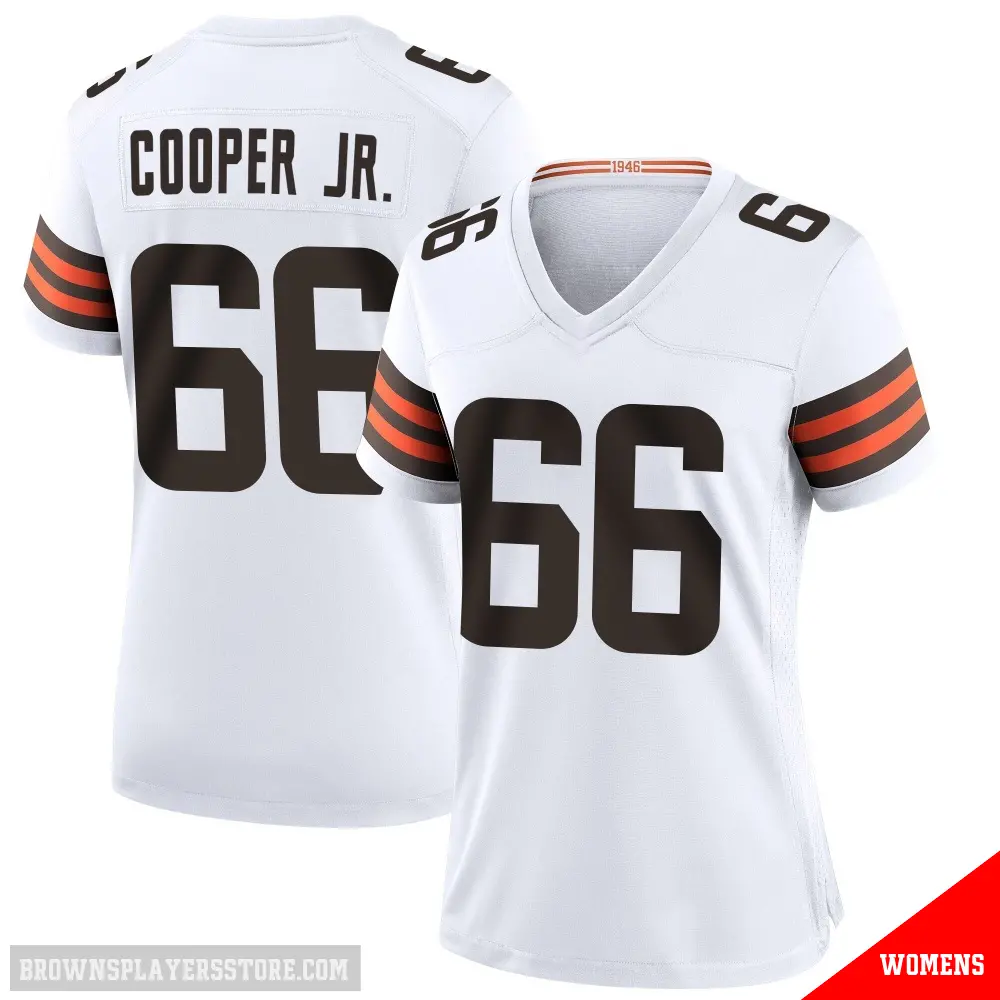 ＃66 Women's Keith Cooper Jr. White Game Cleveland Browns Jersey