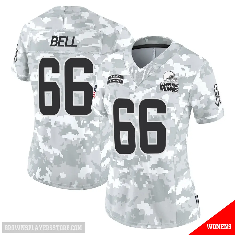 ＃66 Women's Travis Bell Arctic Camo Limited Cleveland Browns 2024 Salute to Service Jersey