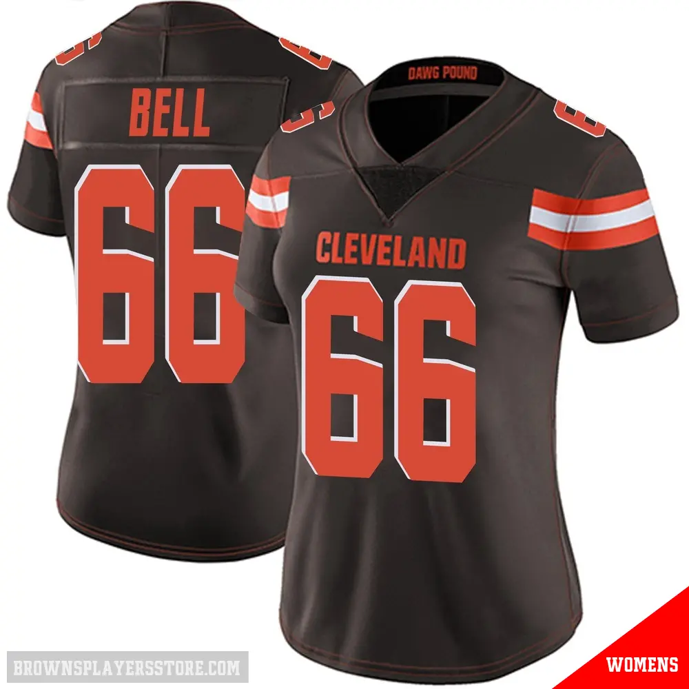 ＃66 Women's Travis Bell Brown Limited Cleveland Browns Team Color Vapor Untouchable Jersey