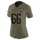 ＃66 Women's Travis Bell Olive Limited Cleveland Browns 2025 Salute to Service Jersey