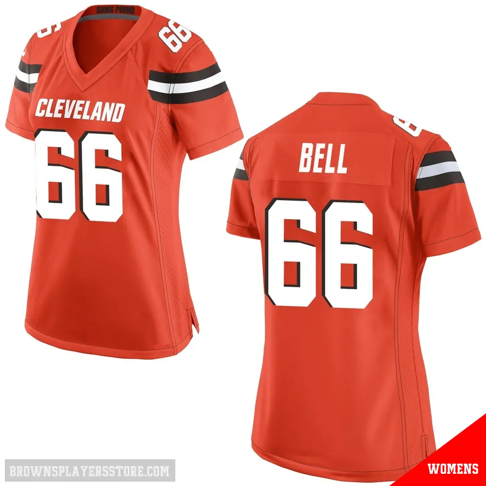 ＃66 Women's Travis Bell Orange Game Cleveland Browns Alternate Jersey