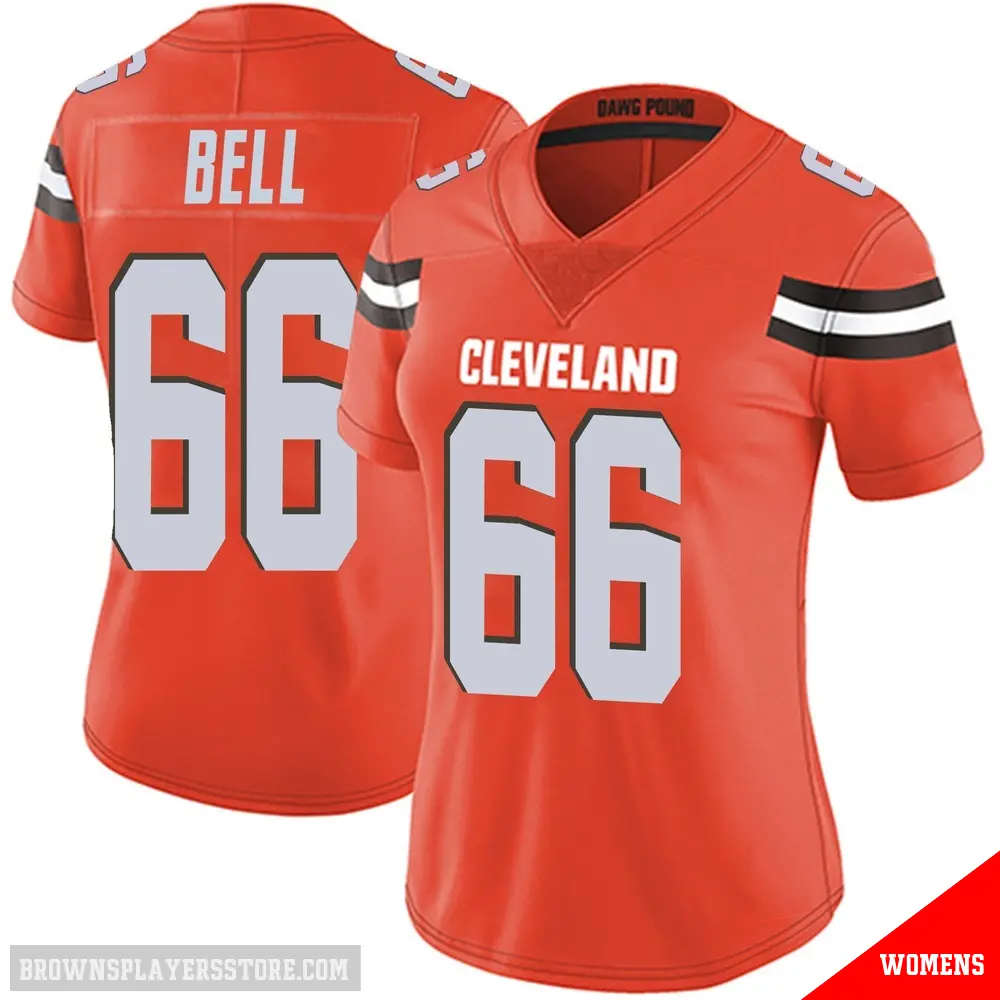 ＃66 Women's Travis Bell Orange Limited Cleveland Browns Alternate Vapor Untouchable Jersey