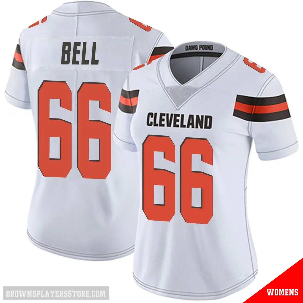 ＃66 Women's Travis Bell White Limited Cleveland Browns Vapor Untouchable Jersey