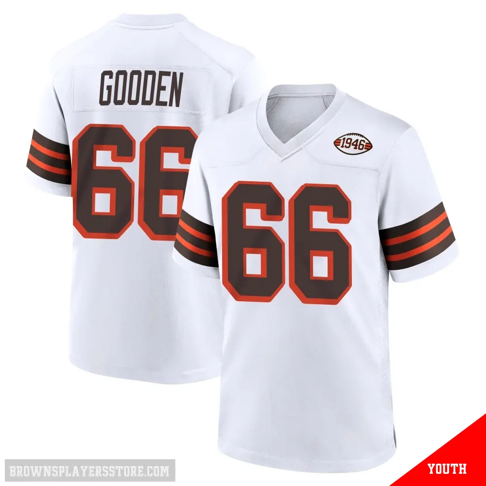 ＃66 Youth Bernard Gooden White Game Cleveland Browns 1946 Collection Alternate Jersey