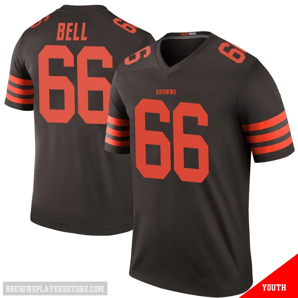 ＃66 Youth Travis Bell Brown Legend Cleveland Browns Color Rush Jersey