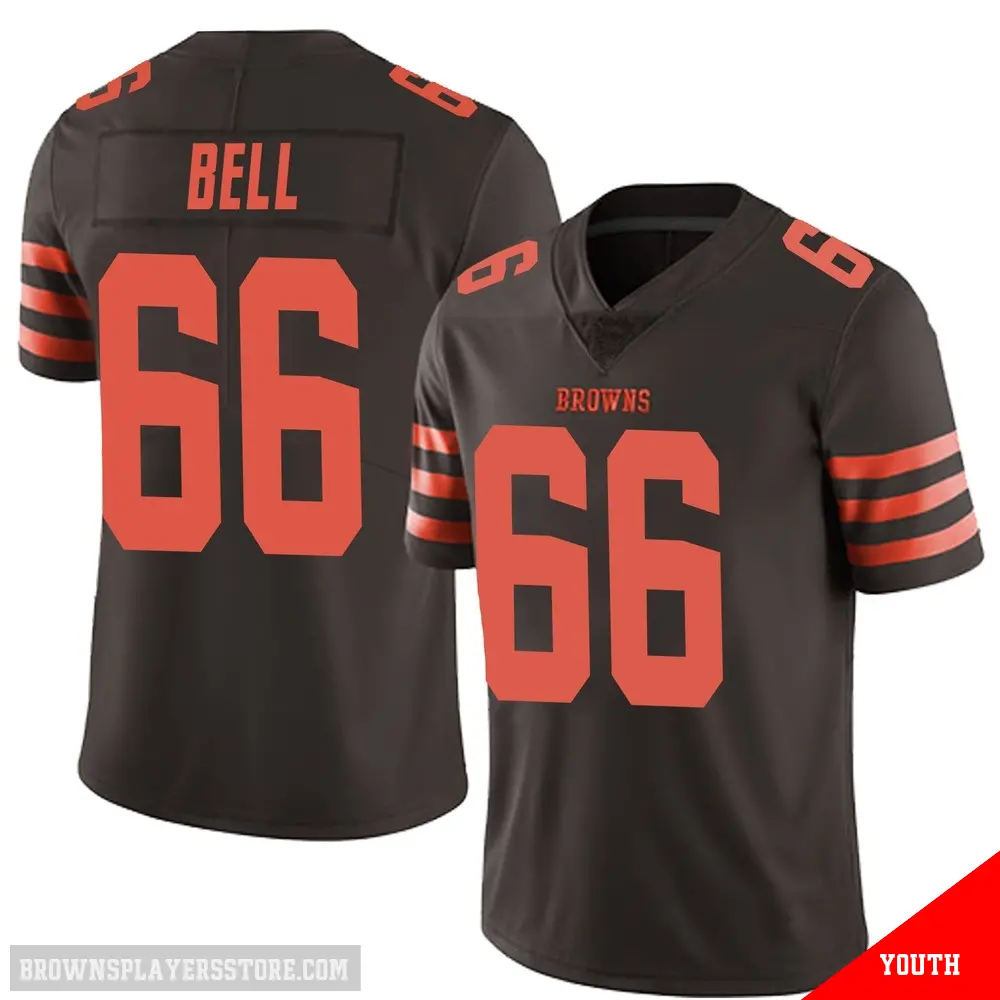 ＃66 Youth Travis Bell Brown Limited Cleveland Browns Color Rush Jersey