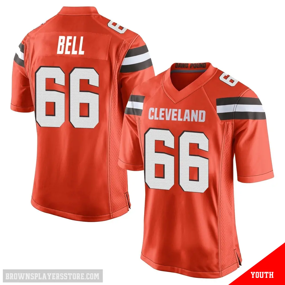 ＃66 Youth Travis Bell Orange Game Cleveland Browns Alternate Jersey