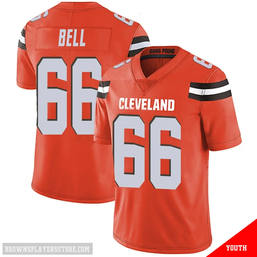 ＃66 Youth Travis Bell Orange Limited Cleveland Browns Alternate Vapor Untouchable Jersey