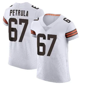 ＃67 Men's Ben Petrula White Elite Cleveland Browns Vapor Jersey