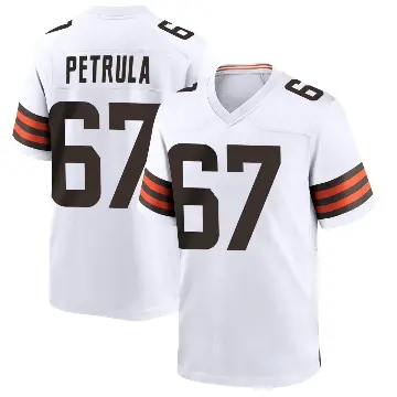＃67 Men's Ben Petrula White Game Cleveland Browns Jersey