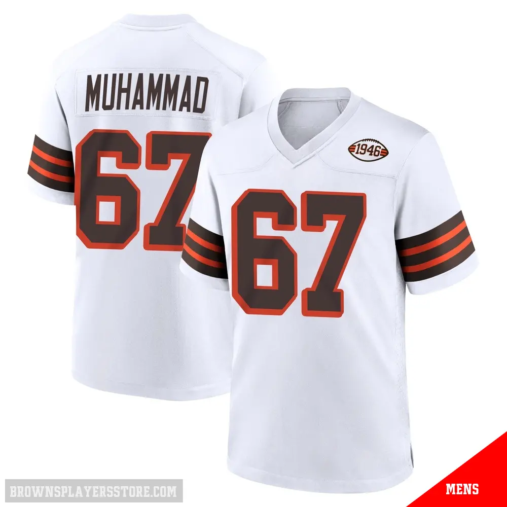 ＃67 Men's Jamil Muhammad White Game Cleveland Browns 1946 Collection Alternate Jersey