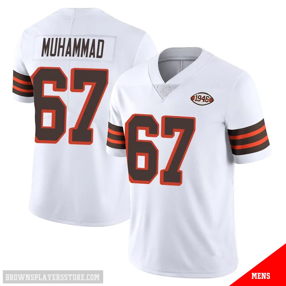 ＃67 Men's Jamil Muhammad White Limited Cleveland Browns Vapor 1946 Collection Alternate Jersey
