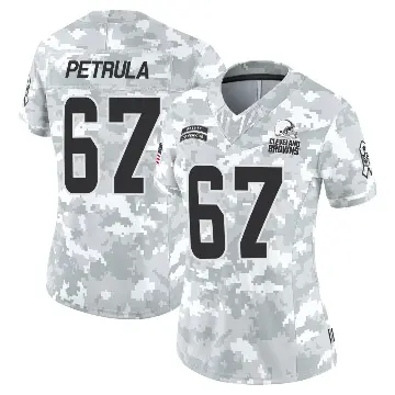 ＃67 Women's Ben Petrula Arctic Camo Limited Cleveland Browns 2024 Salute to Service Jersey
