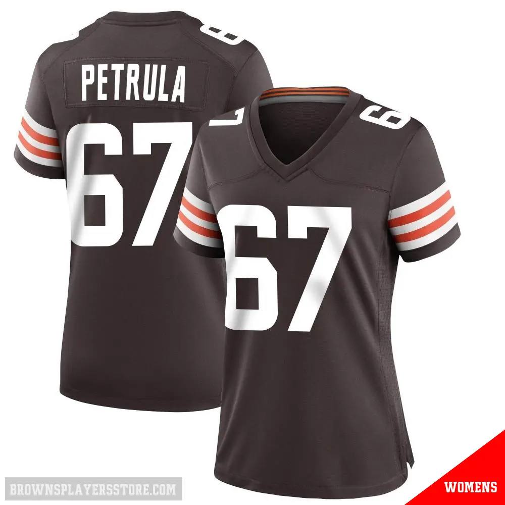 ＃67 Women's Ben Petrula Brown Game Cleveland Browns Team Color Jersey