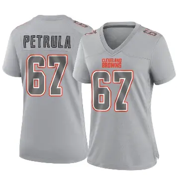 ＃67 Women's Ben Petrula Gray Game Cleveland Browns Atmosphere Fashion Jersey