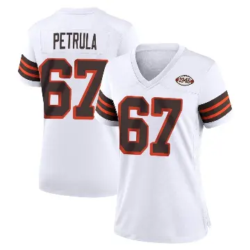 ＃67 Women's Ben Petrula White Game Cleveland Browns 1946 Collection Alternate Jersey