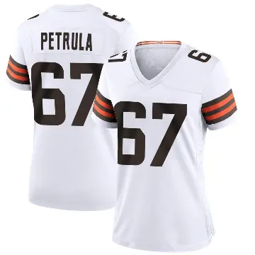 ＃67 Women's Ben Petrula White Game Cleveland Browns Jersey