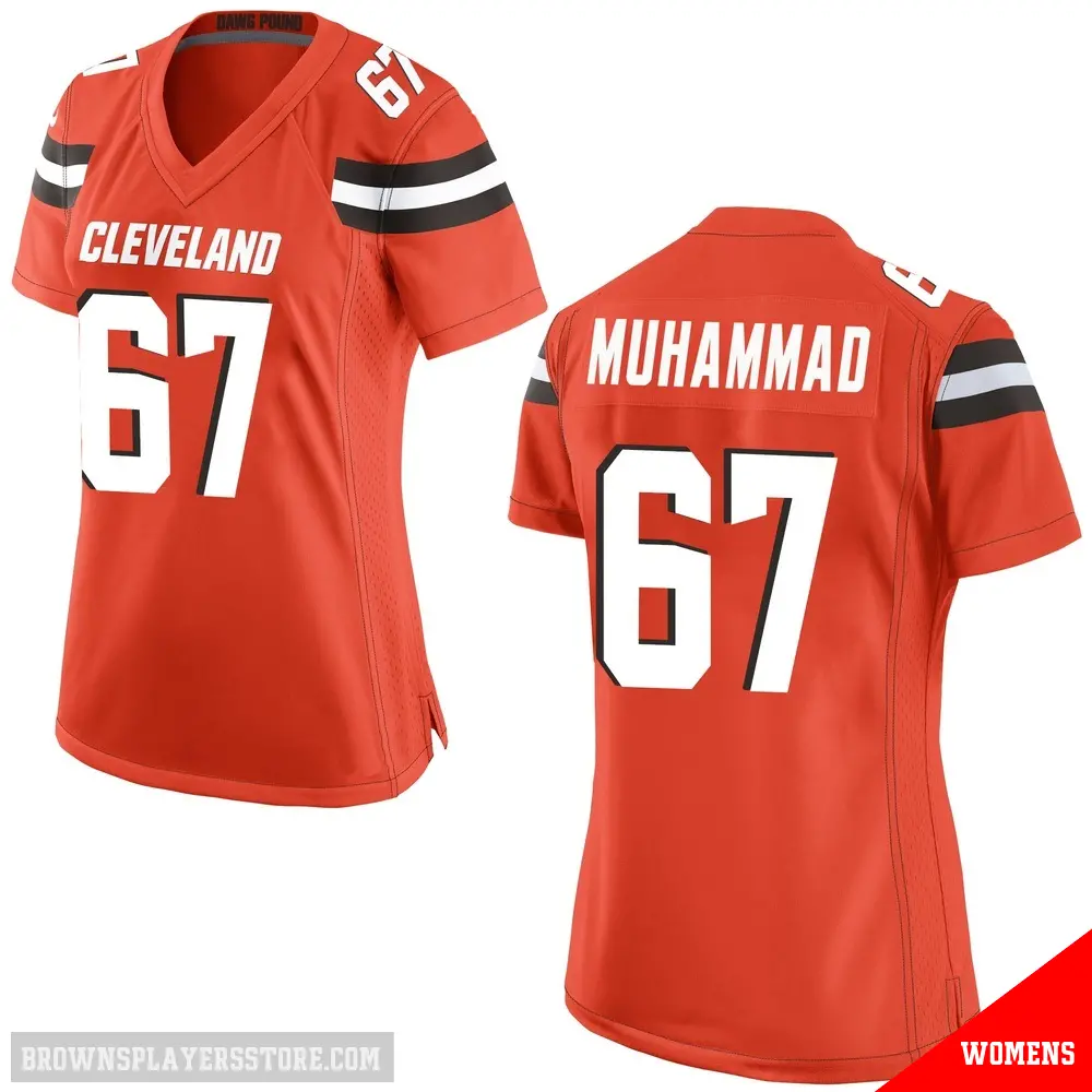 ＃67 Women's Jamil Muhammad Orange Game Cleveland Browns Alternate Jersey