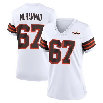＃67 Women's Jamil Muhammad White Game Cleveland Browns 1946 Collection Alternate Jersey