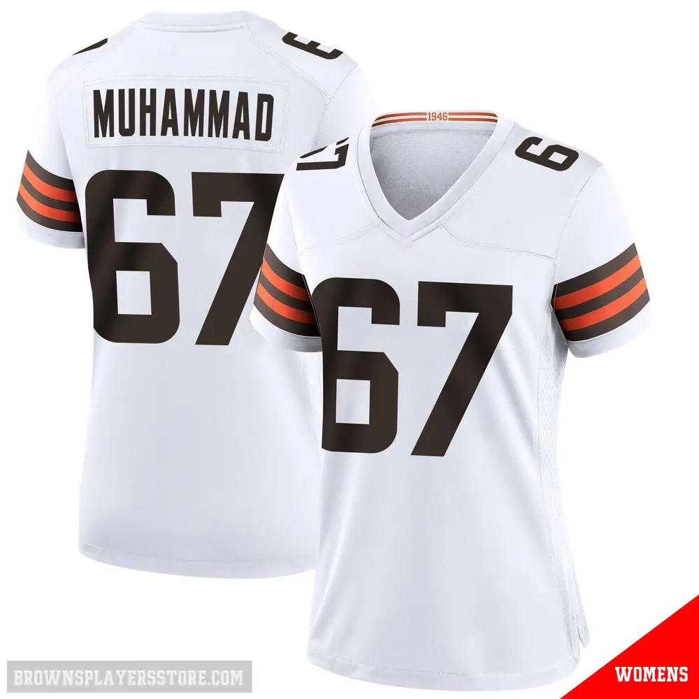 ＃67 Women's Jamil Muhammad White Game Cleveland Browns Jersey