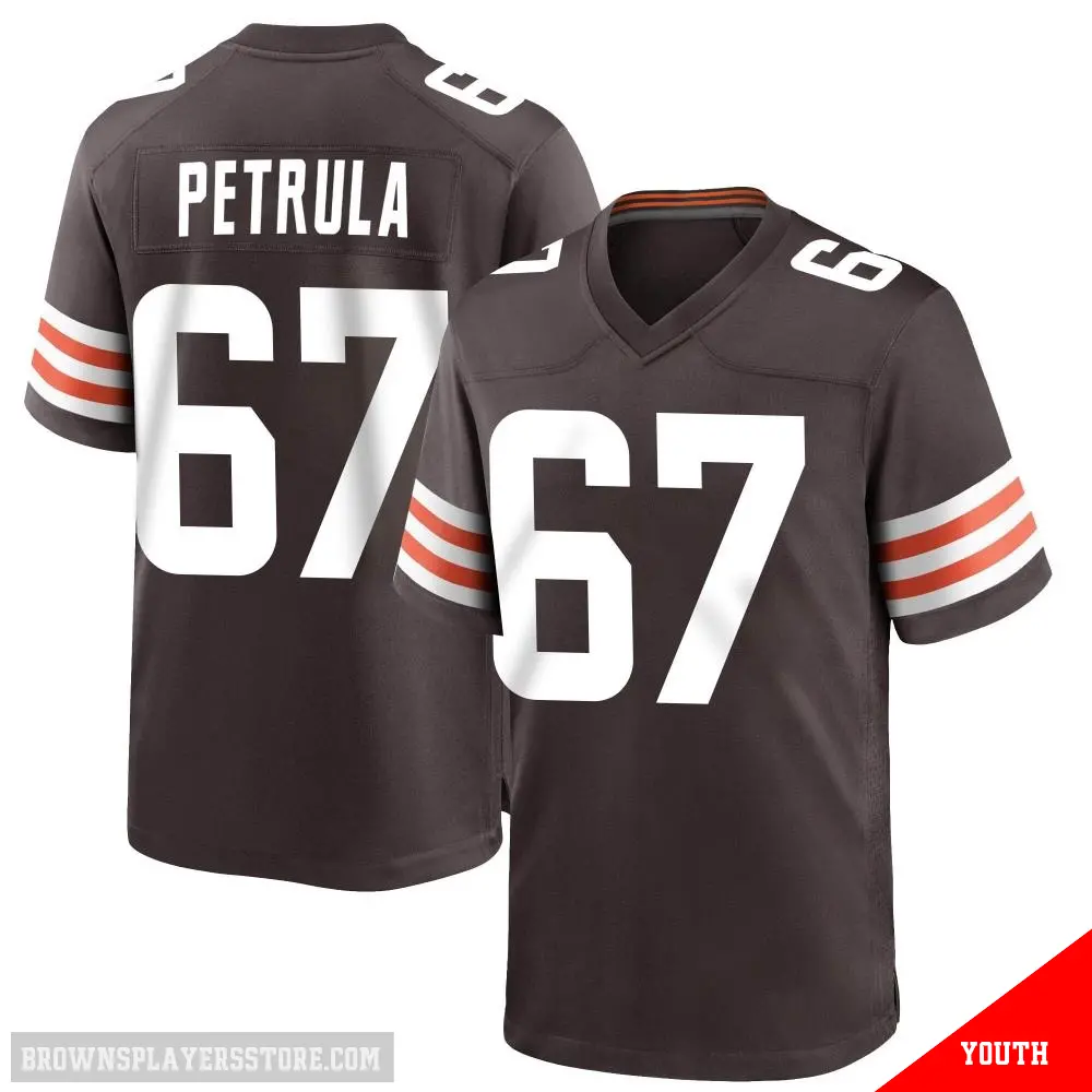 ＃67 Youth Ben Petrula Brown Game Cleveland Browns Team Color Jersey