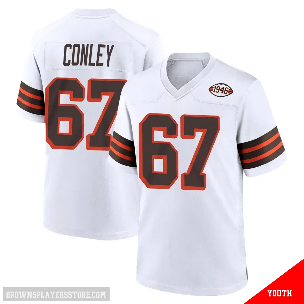 ＃67 Youth Jack Conley White Game Cleveland Browns 1946 Collection Alternate Jersey