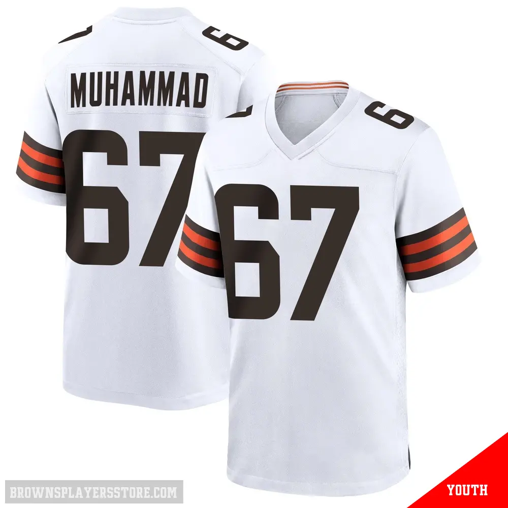 ＃67 Youth Jamil Muhammad White Game Cleveland Browns Jersey