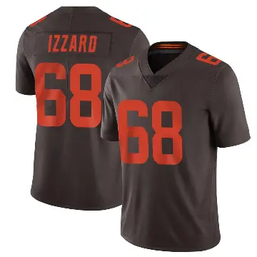＃68 Men's Coziah Izzard Brown Limited Cleveland Browns Vapor Alternate Jersey