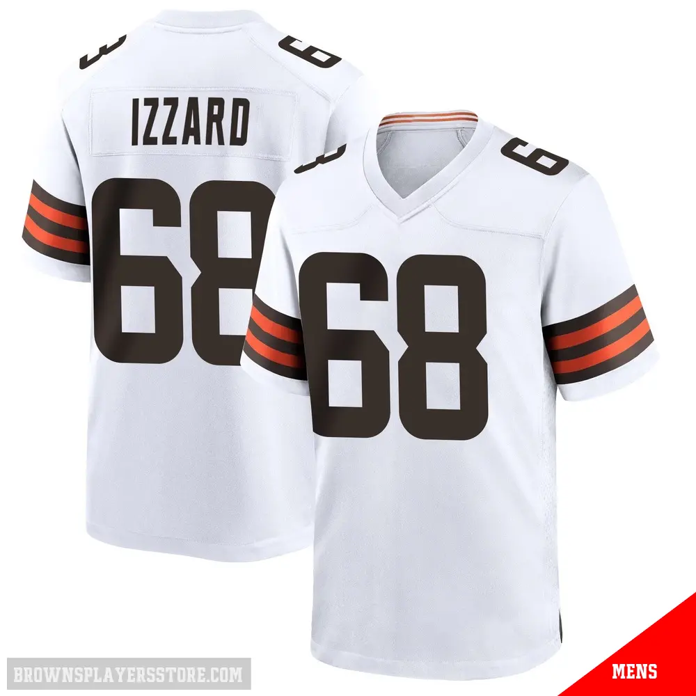 ＃68 Men's Coziah Izzard White Game Cleveland Browns Jersey