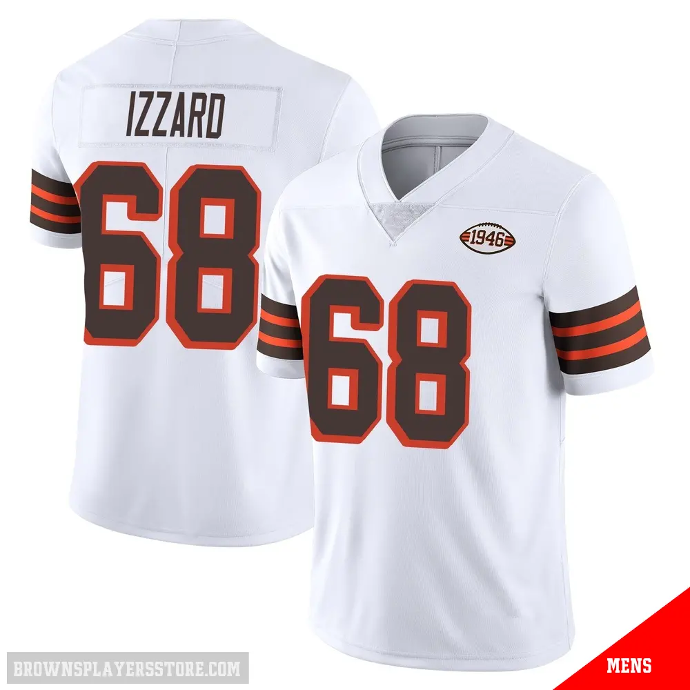 ＃68 Men's Coziah Izzard White Limited Cleveland Browns Vapor 1946 Collection Alternate Jersey