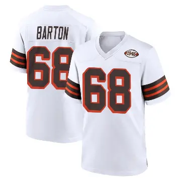 ＃68 Men's Jackson Barton White Game Cleveland Browns 1946 Collection Alternate Jersey
