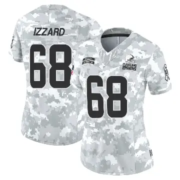 ＃68 Women's Coziah Izzard Arctic Camo Limited Cleveland Browns 2024 Salute to Service Jersey
