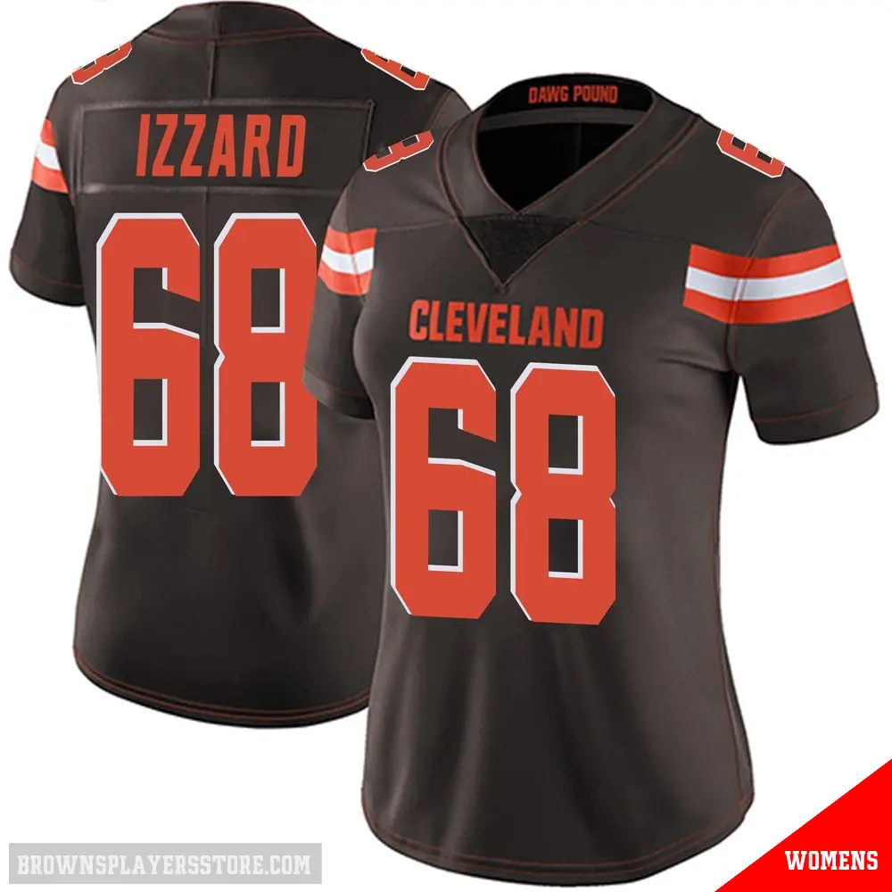 ＃68 Women's Coziah Izzard Brown Limited Cleveland Browns Team Color Vapor Untouchable Jersey