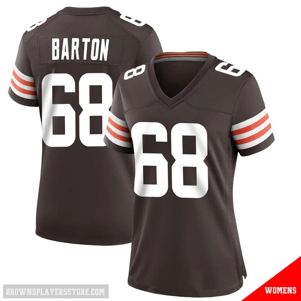 ＃68 Women's Jackson Barton Brown Game Cleveland Browns Team Color Jersey