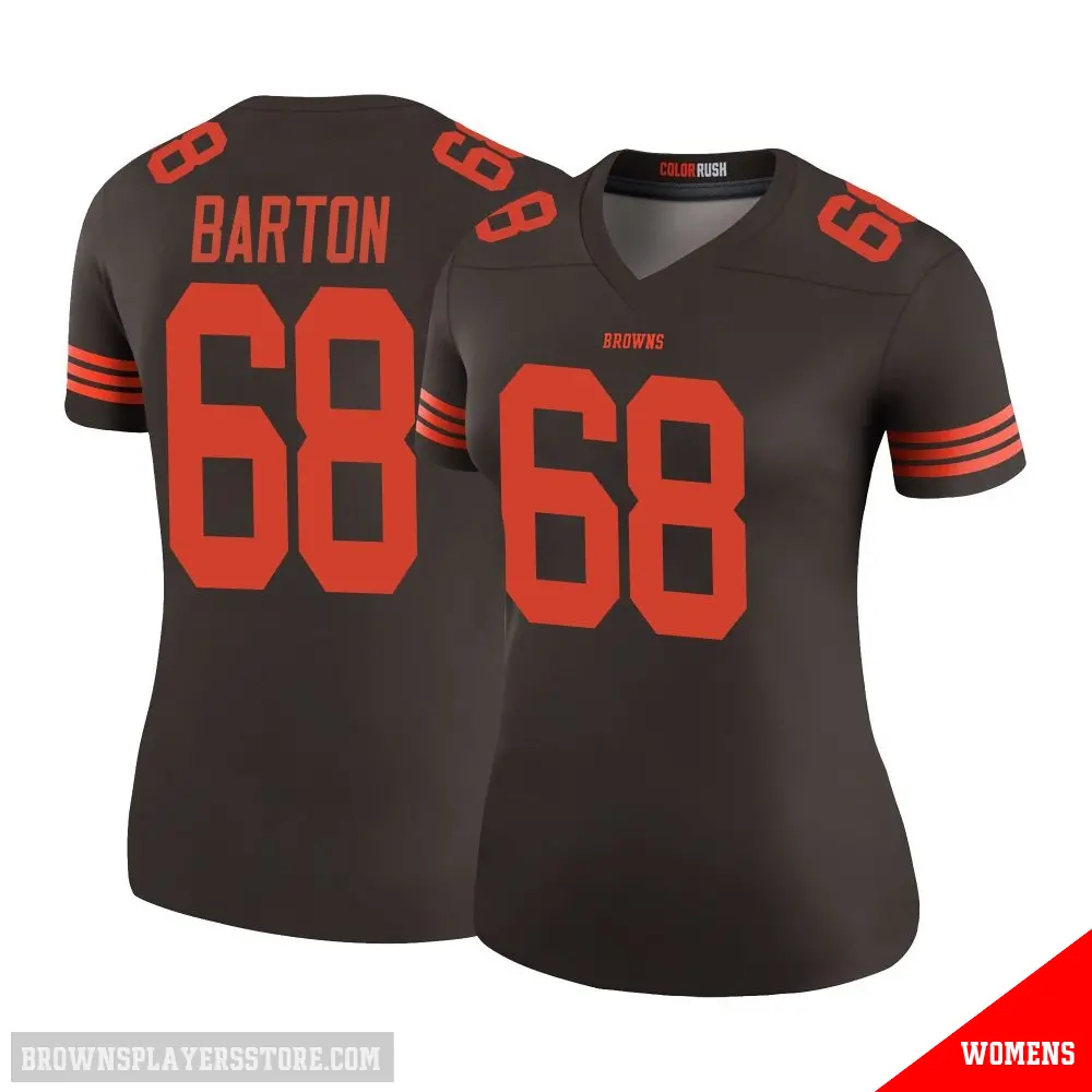 ＃68 Women's Jackson Barton Brown Legend Cleveland Browns Color Rush Jersey