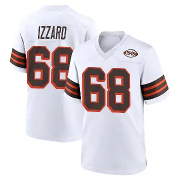 ＃68 Youth Coziah Izzard White Game Cleveland Browns 1946 Collection Alternate Jersey
