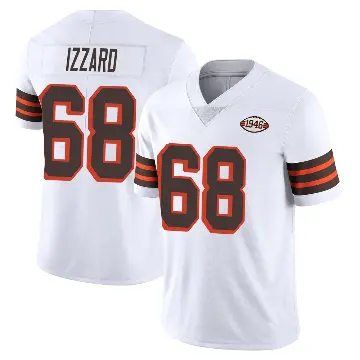 ＃68 Youth Coziah Izzard White Limited Cleveland Browns Vapor 1946 Collection Alternate Jersey